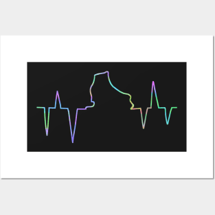 Neon ice skate heartbeat Posters and Art